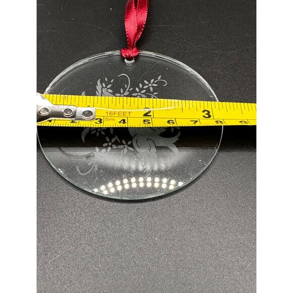 Vtg Avon glass Christmas ornament etched doves rough edges 1980s XMAS READ - Picture 9 of 16